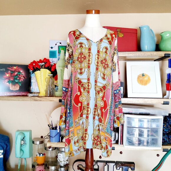 Johnny Was Minidress Beach Cover up Tunic Breezy Boho Rayon Size XS - Picture 1 of 7